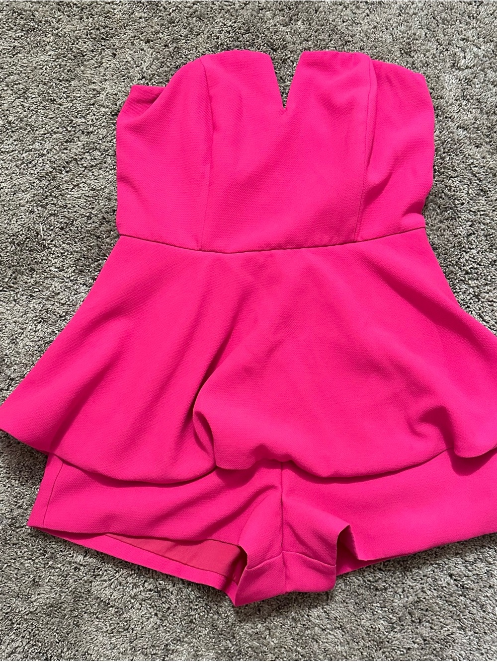 DO+BE Hot Pink Strapless Peplum Romper - Size M